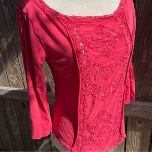 Free People Top Womens Medium Truly Madly Crochet Lace Y2K Grunge Forest Fairy